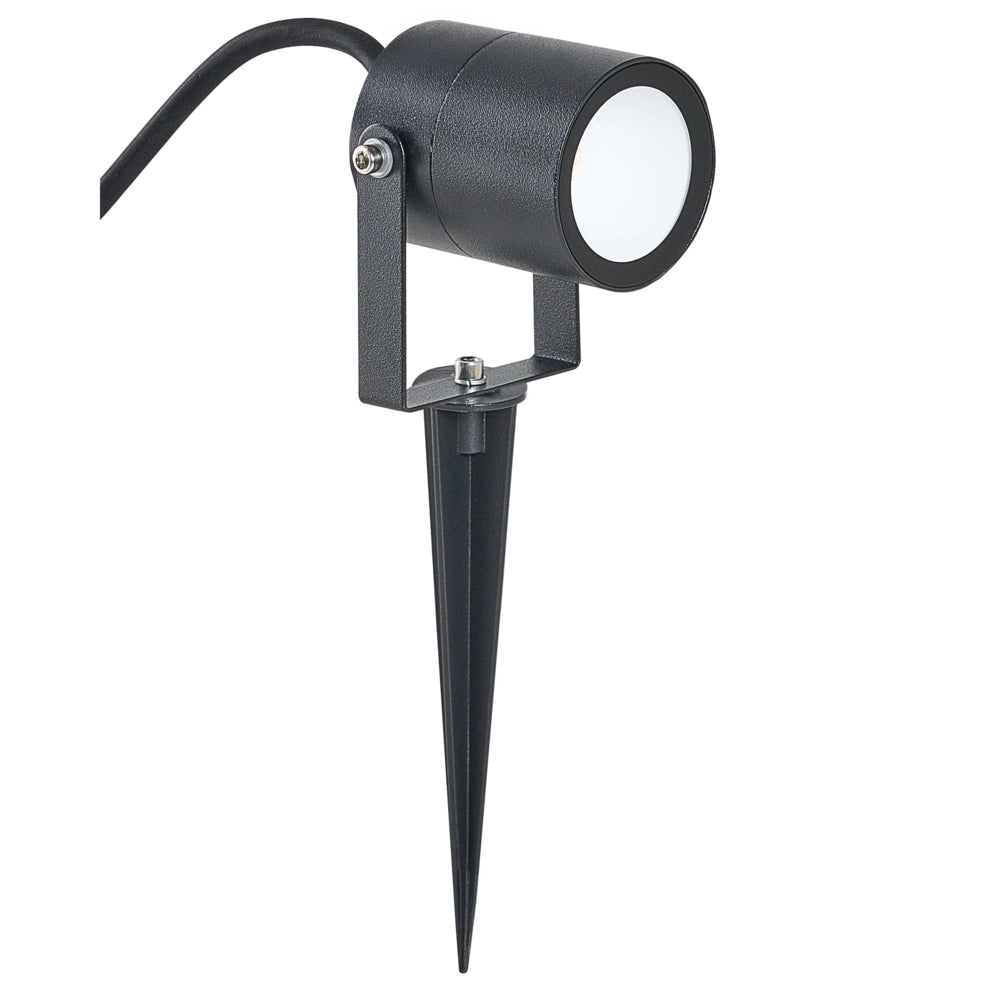 Set moderno di 2 faretti da esterno a LED con picchetto, in alluminio nero, per giardino