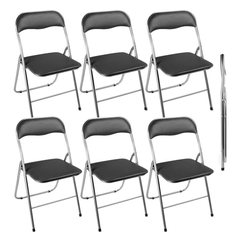 SET 6 SEDIE PIEGHEVOLI IMBOTTITE NERO, 44X45X78H CM, SEDUTA COMODA, PORTATILE, STRUTTURA IN METALLO, SLIM, SALVASPAZIO, RESISTENTE