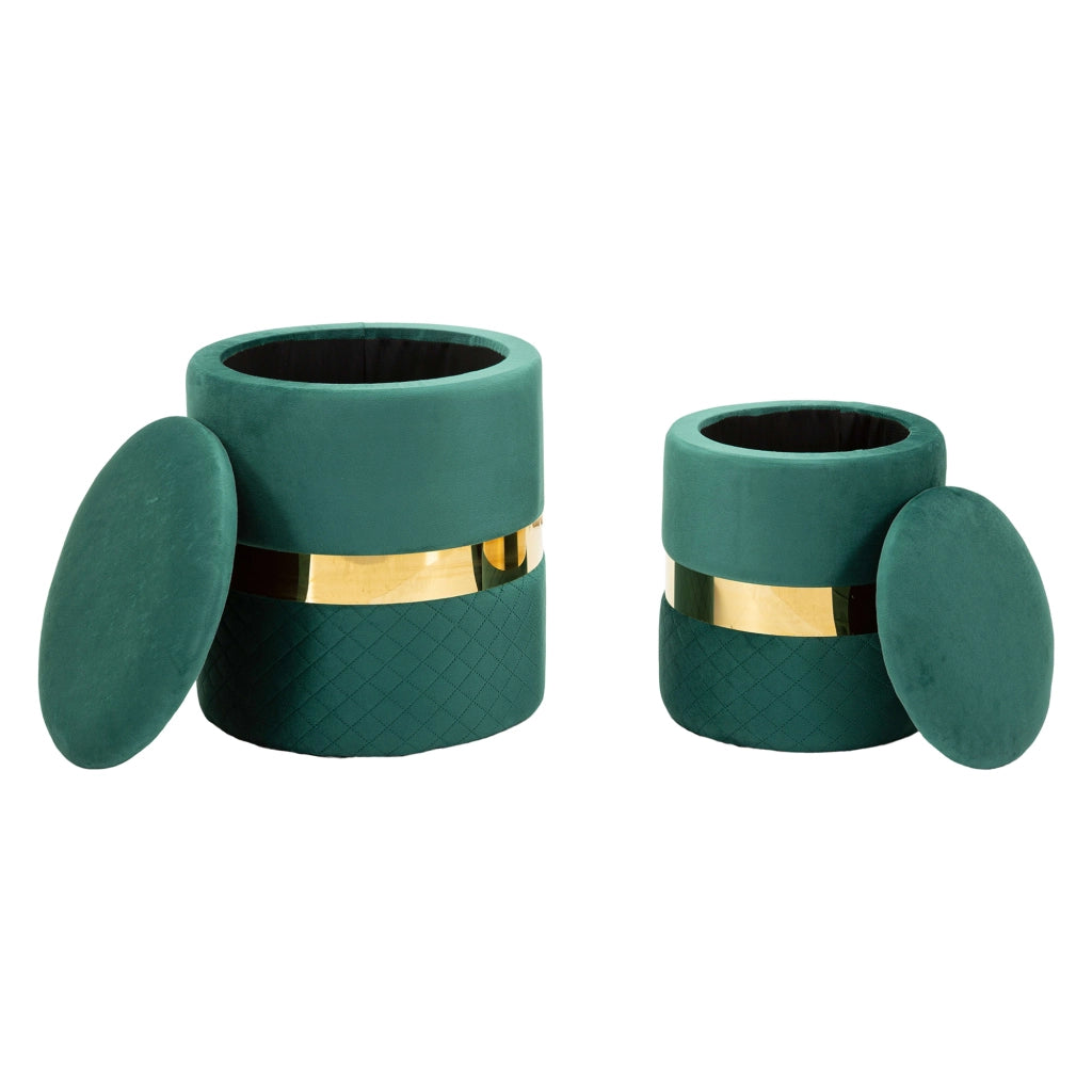 Maun, Pouf Contenitore set da 2, 37x37x42h cm Verde