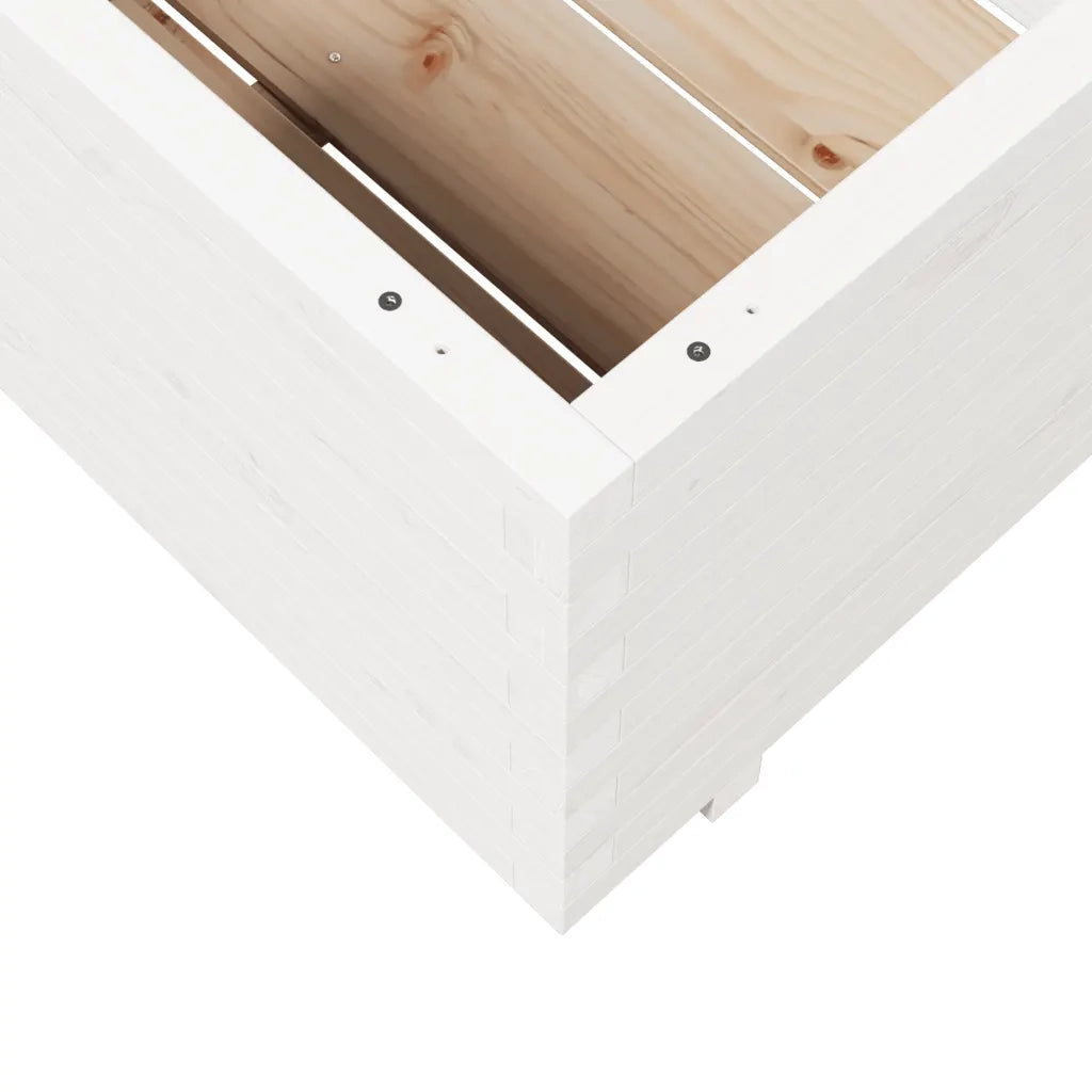 Fioriera da Giardino-Vaso da Esterno Bianca 70x70x49,5cm Legno Massello di Pino 262608