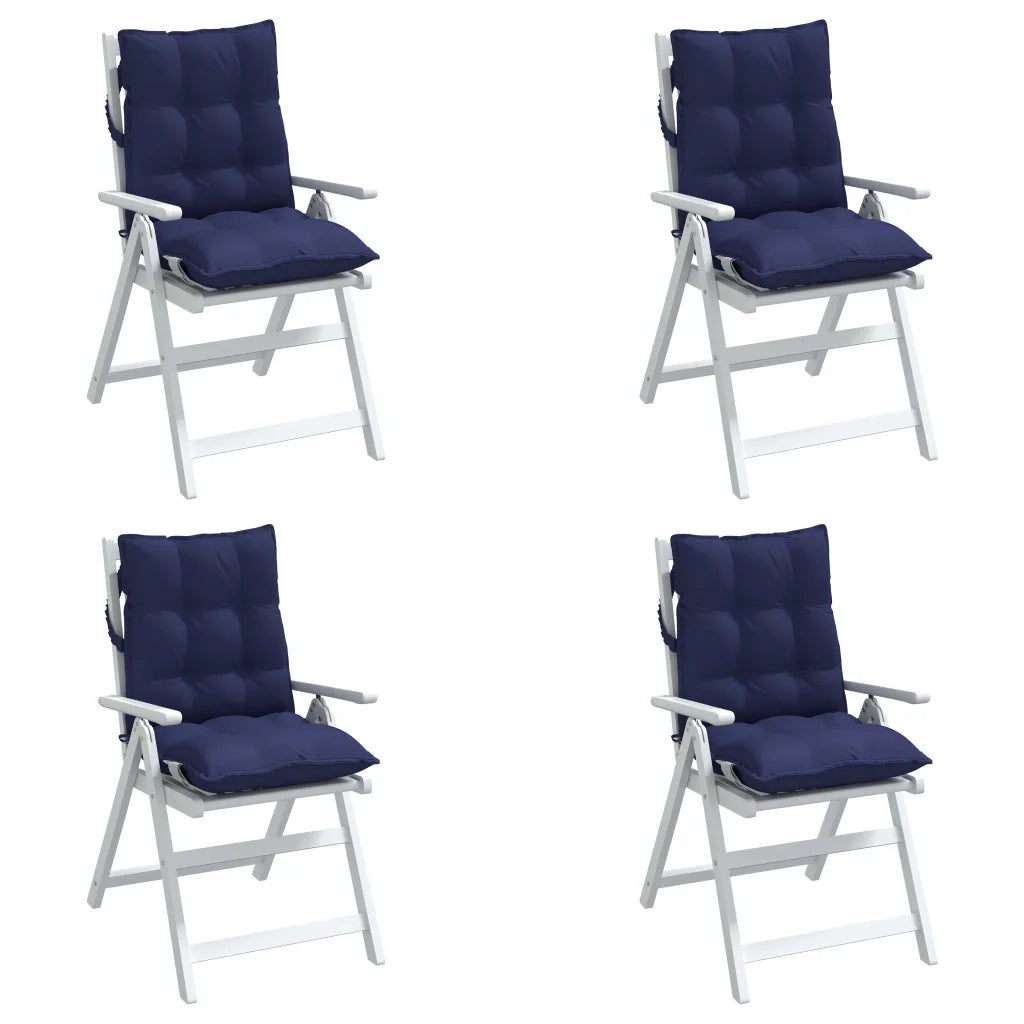 Cuscini Sedia Schienale Basso 4 pz Blu Marino in Tessuto Oxford 377738