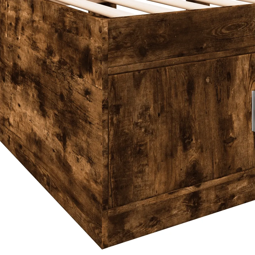 Divano Letto con Cassetti senza Materasso Rovere Fumo 90x200 cm 3280248