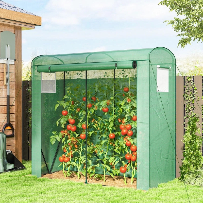 Serra con finestre a rete e porta avvolgibile, serra in alluminio realizzata in acciaio 200 x 75 x 188 cm Verde