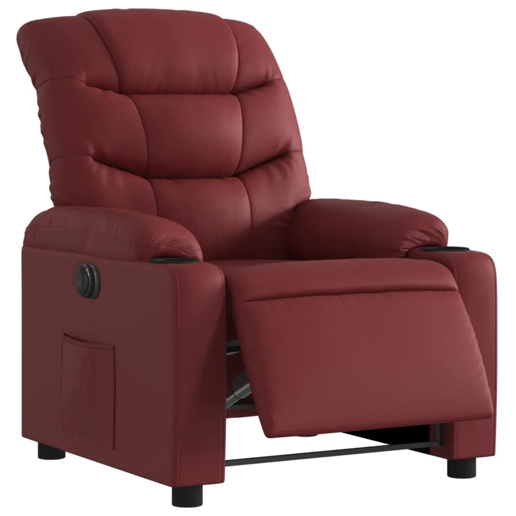Poltrona | Sedia Relax Reclinabile Elettrica Rosso Vino in Similpelle