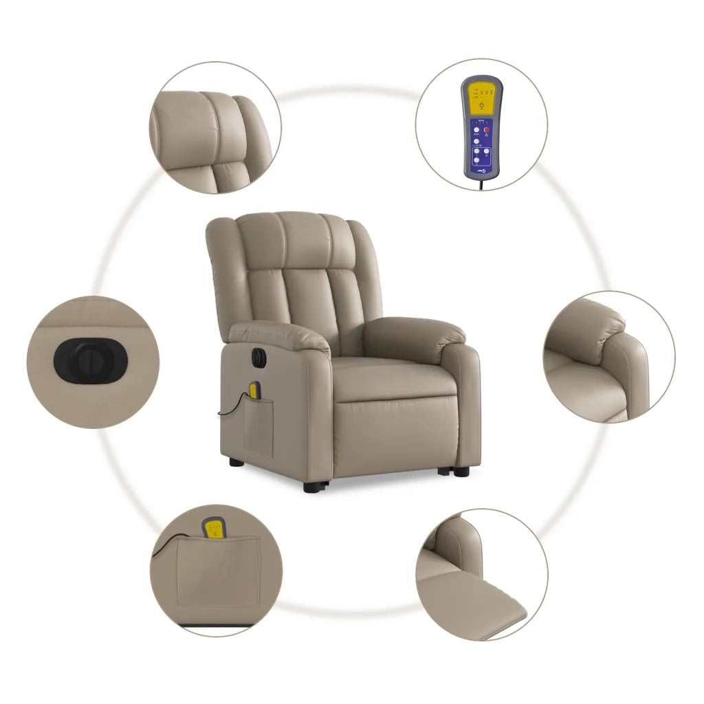 Poltrona Alzapersona Massaggio Elettrica Cappuccino Similpelle 3205291