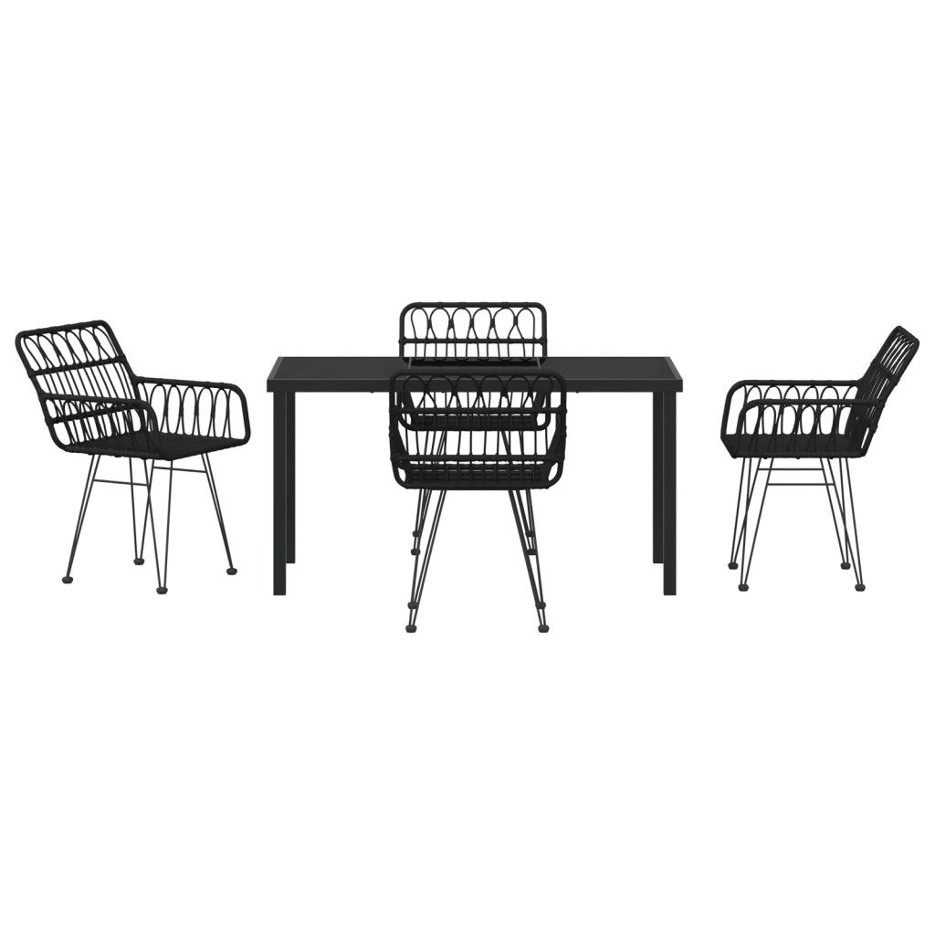Set di Pranzo da Giardino 5 Pezzi Nero Poly Rattan