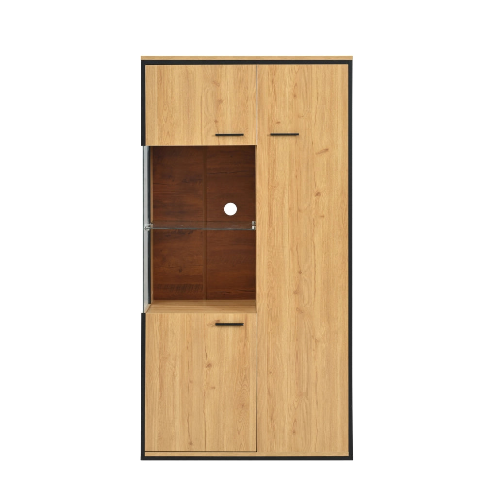 Vetrina con Illuminazione LED ¨C Xylo ¨C Porta in Vetro, Ripiani, 150 cm