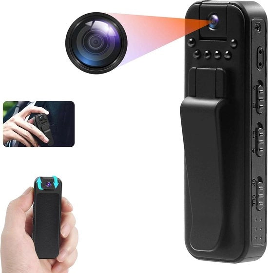 Camera di Sorveglianza 180° con Lente Girevole - 1080P HD Camera Nascosta con Visione Notturna - Body Camera per Conferenze, Equitazione, Escursioni con Animali Domestici