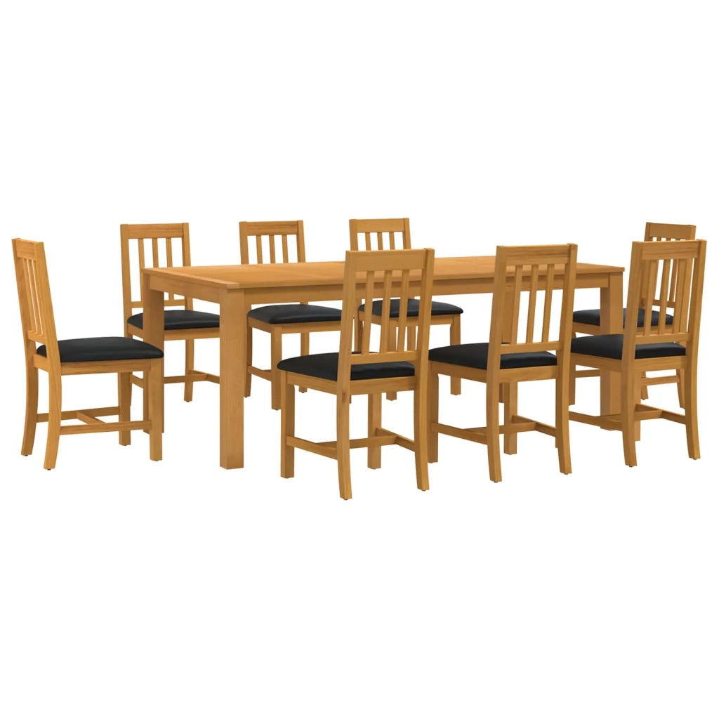Set da pranzo 9 pz Nero Legno di Quercia Massello 3430403