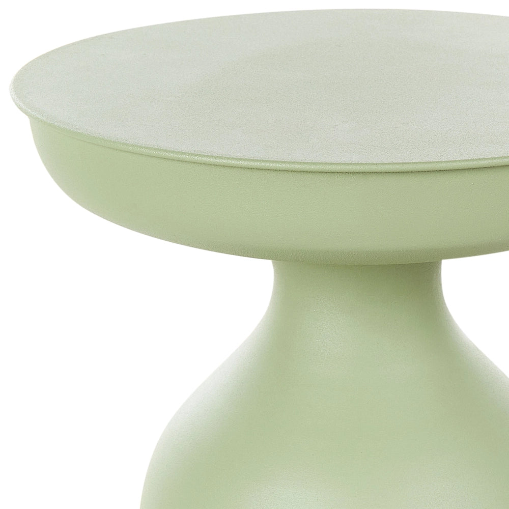 Tavolino moderno in metallo verde di forma rotonda con finitura opaca verniciato a polvere soggiorno salotto camera da letto
