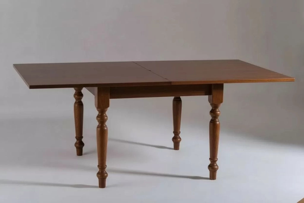 Tavolo noce gamba tornita 90x90 allungabile a libro (14) - Mobili 2G