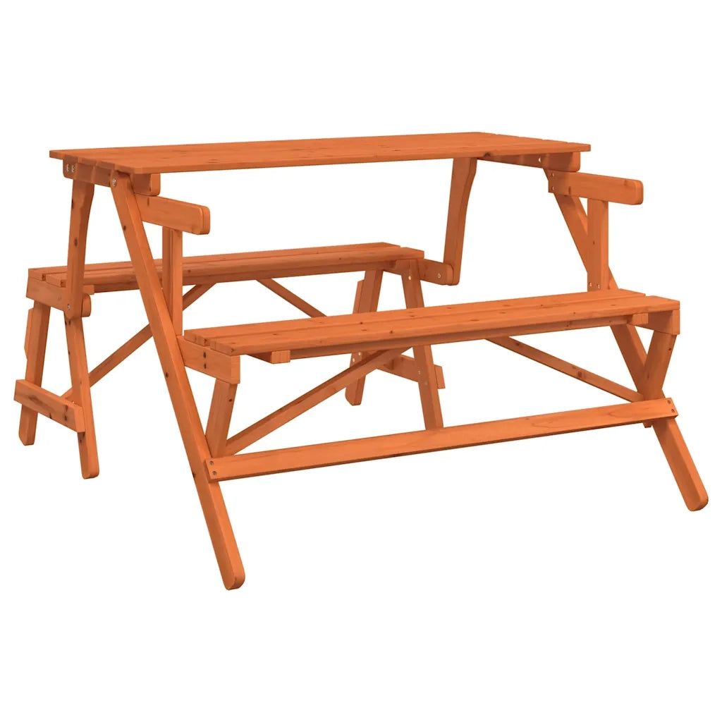 Tavolo da Picnic con Panche in Legno Abete 2-in-1 Convertibile 4008992