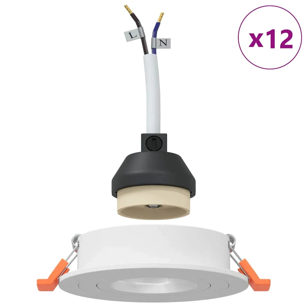 Set di 12 faretti da incasso moderni con angolo regolabile 9 x 9 x 2 cm alluminio bianco 02_0058251