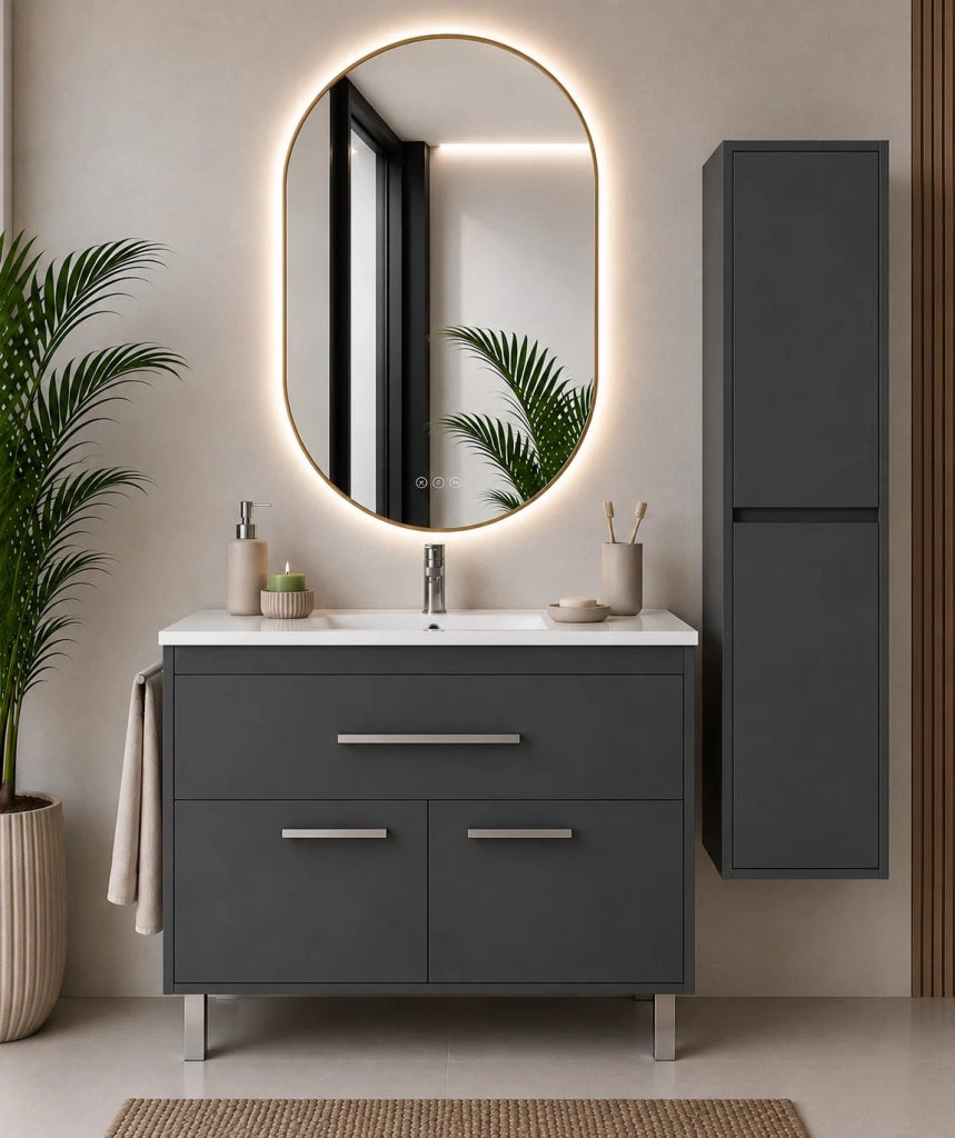 Mobile bagno con lavabo ORIGENBATH BAHIA senza specchio 100x45 cm grafite con colonna