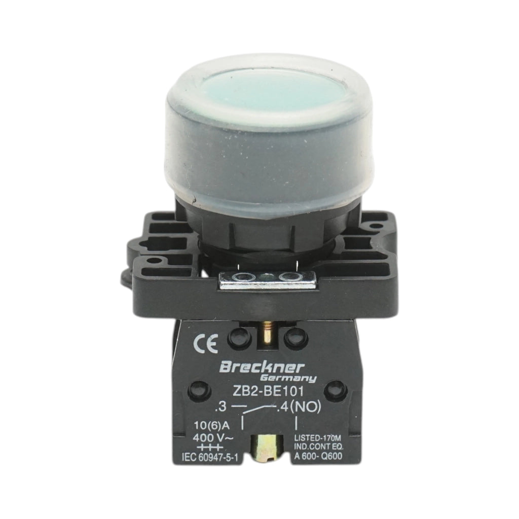 Pulsante di comando con coperchio di protezione verde IP65, 1NO, 400V/10A, LAY5-EP31 Breckner Germany