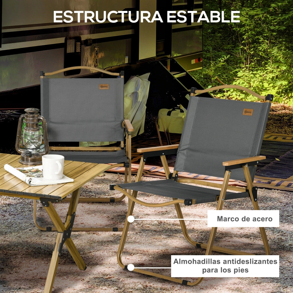 Set 2 Sedie da Giardino Pieghevoli con Braccioli ¨C Zephmum ¨C Grigio Scuro 54x59x78 cm