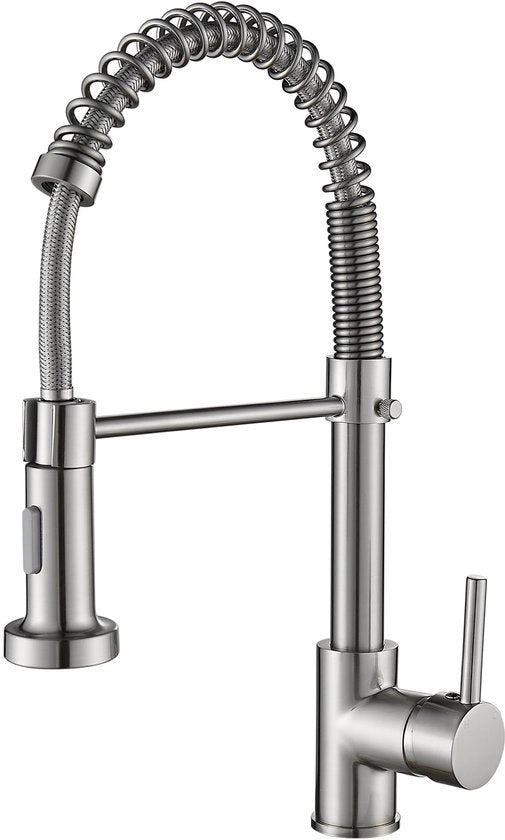 Cobbe rubinetto da cucina, rubinetto da cucina con spruzzatore estensibile, 2 impostazioni di spruzzo, maniglione singolo, grande arco rubinetto da lavandino (nickel a sbalzo)