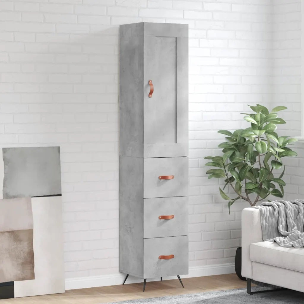 Credenza-Buffet-Armadio da cucina Grigio Cemento 34,5x34x180 cm in Legno Multistrato 345137