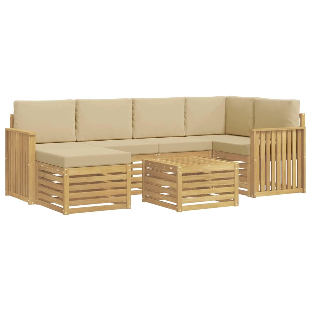 Set di divani da esterno 7 pcs Bianco e Beige Poliestere 3392153