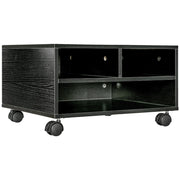 Mobile Porta Stampante a 2 Ripiani in Legno con Ruote per Ufficio e Studio 47x40x22,5 cm in Truciolato Nero
