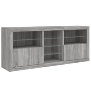 Credenza cassettiera armadio mobile contenitore organizer per cucina soggiorno salotto con luci LED Sonoma 162 x 37 x 67 cm grigio 02_0030057