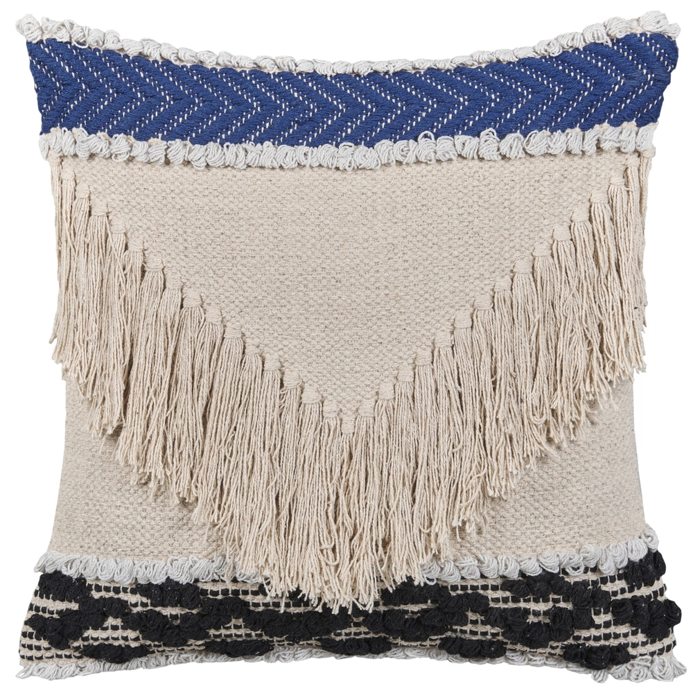 Set di 2 cuscini decorativi in cotone beige 45 x 45 cm federa con frange testurizzate con imbottitura in poliestere