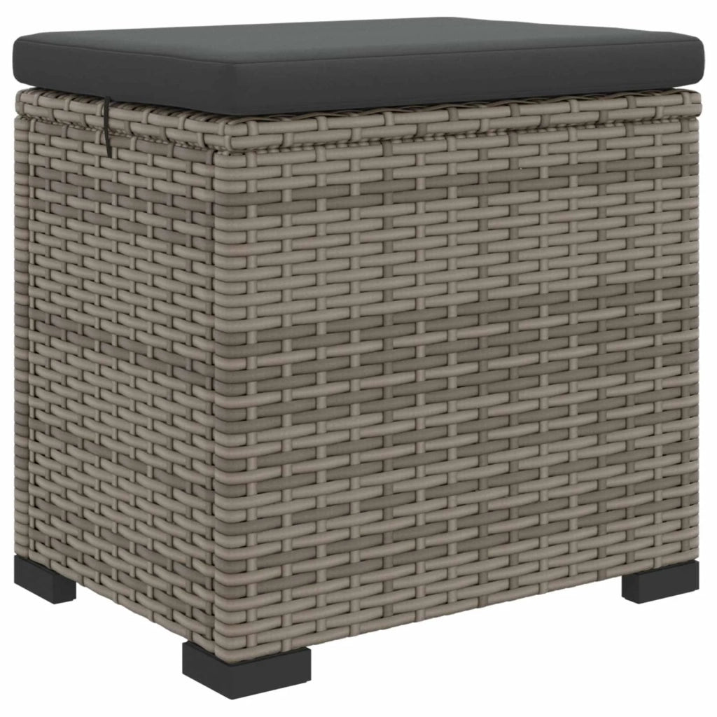 Poggiapiedi da giardino con cuscino 2 pcs Grigio polyrattan