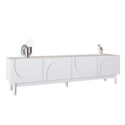 Mobile TV 169x34x45.5 cm; 4 ante senza maniglie con ripiani; MDF e pannello truciolare bianco