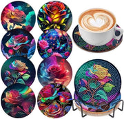 Onderzetters per vetro per bicchieri con supporto, tappeti antiscivolo per bicchieri, supporti per bicchieri rotondi, supporti per bicchieri (rosa)