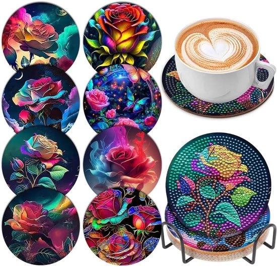 Onderzetters per vetro per bicchieri con supporto, tappeti antiscivolo per bicchieri, supporti per bicchieri rotondi, supporti per bicchieri (rosa)