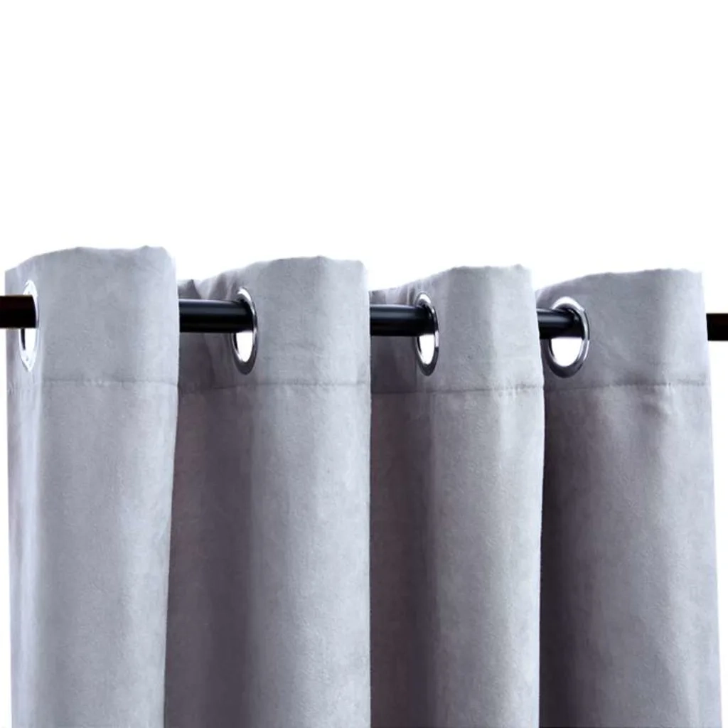 Tende Oscuranti | Tende Blackout con Anelli in Metallo 2 pz Grigie 140x245 cm