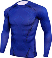 Maglietta sport compressa per uomo - inverno caldo - camicia termica - calore e prestazione - blu - M