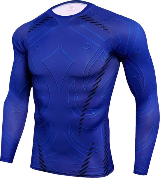 Maglietta sport compressa per uomo - inverno caldo - camicia termica - calore e prestazione - blu - M