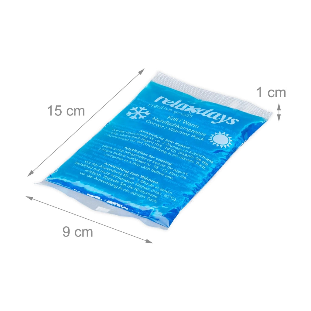 Set di 4 cuscinetti in gel maneggevoli con effetto caldo o freddo 1 x 9 x 15 cm in plastica blu 13_0012944