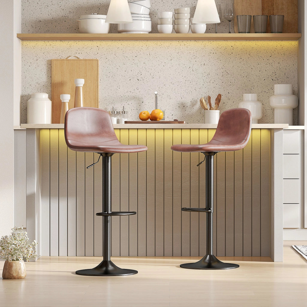 Set 2 sgabelli alti regolabili 360¡ã con schienale e poggiapiedi ¨C zephmum ¨C 40,5x44x84-104 cm marrone
