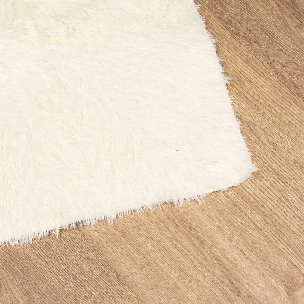 Tappeto Shaggy a Pelo Lungo NAVARRA Crema 240x240 cm poliestere 4102887