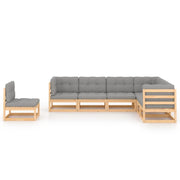 Set Salotto Giardino 7 pz Cuscini Antracite Legno Massello Pino 3076814
