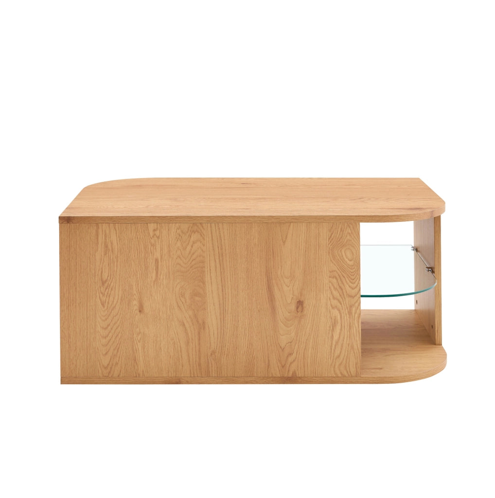 Tavolino da caffè 100x60x42 cm con doppio spazio contenitore in MDF naturale