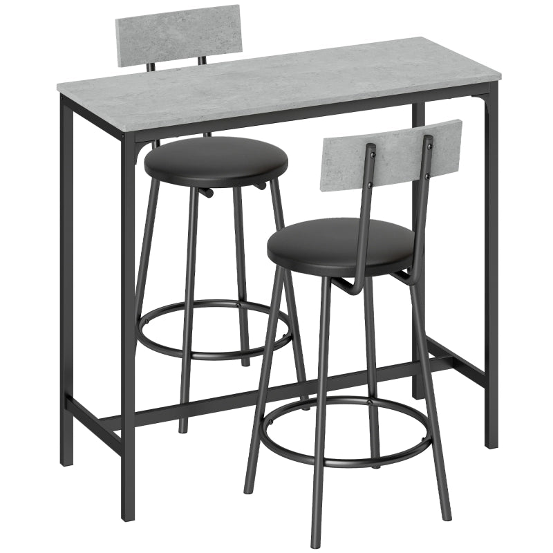 TAVOLO BAR Set da 3 pezzi 100x40x90,5 cm Grigio in legno ingegnerizzato