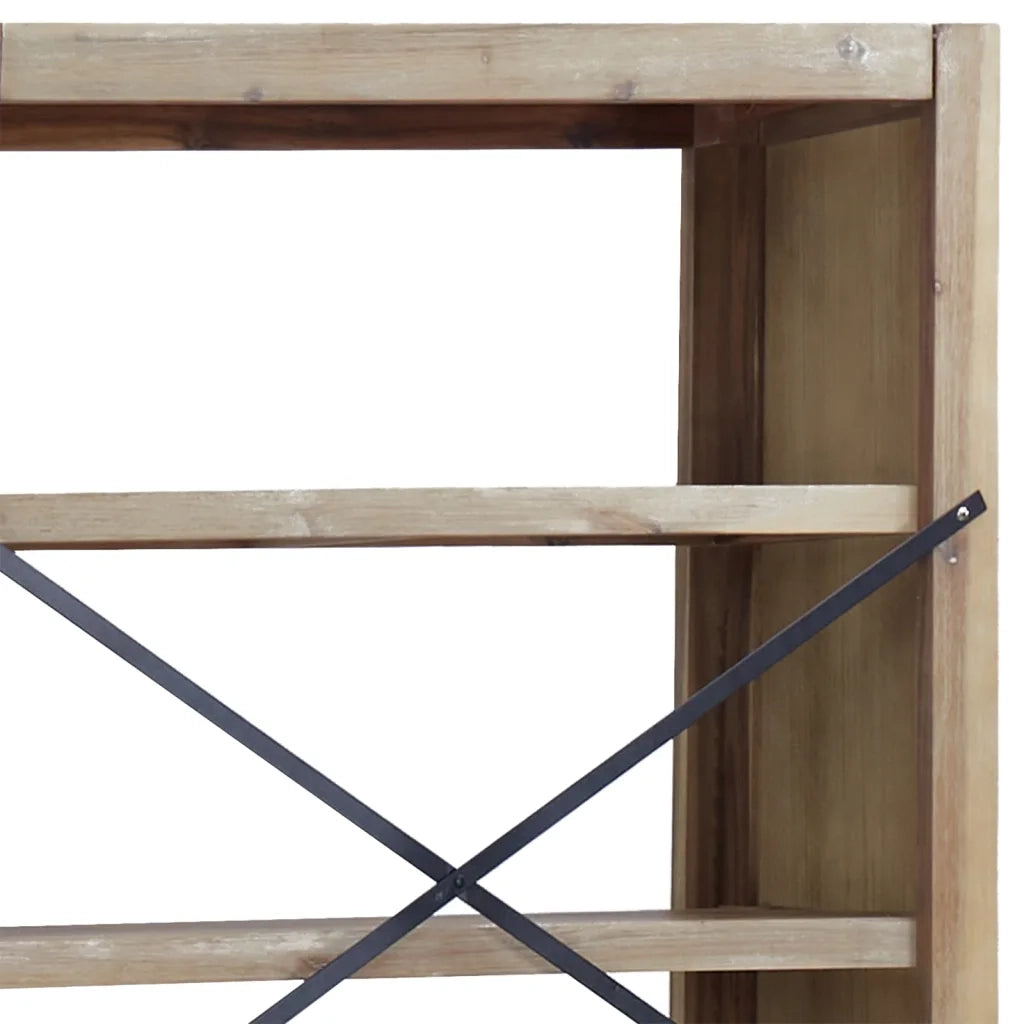 Libreria a 5 Ripiani 80x30x140 cm in Legno Massello di Acacia cod mxl 10278