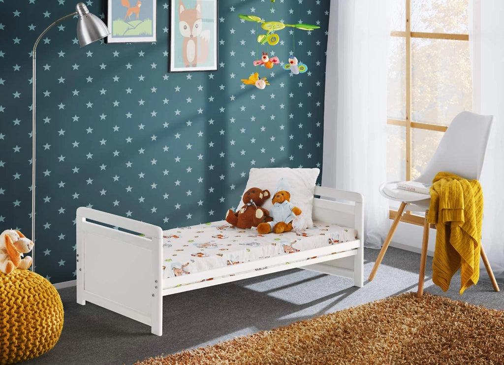 Letto culla con cassetto che si traforma in letto singolo in legno di pino