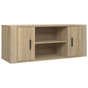 Mobile TV dal design moderno con vano contenitore 100 x 35 x 40 cm realizzato in legno ingegnerizzato di rovere Sonoma 02_0048482