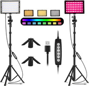 Lampada LED RGB - regolabile - portatile - 5500 K - treppiede regolabile - illuminazione per foto - streaming - videoconferenze su YouTube