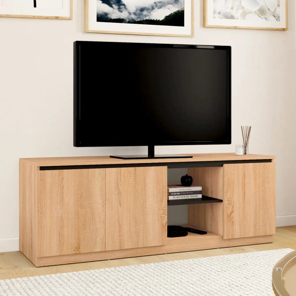 IDMarket - TOMI Porta TV a 3 ante in faggio e nero 140 cm
