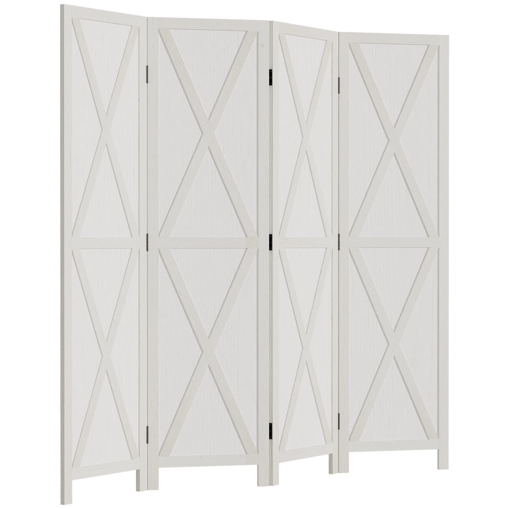 Paravento 4 Pannelli ¨C Minimal ¨C Legno Paulonia Bianco 180x150 cm