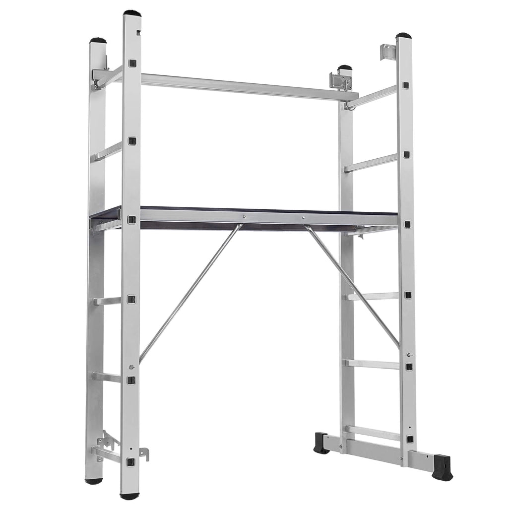 KADAX Mini Ponteggio in Alluminio 2x6 Gradini Piattaforma di Lavoro Pieghevole Scala 3 in 1