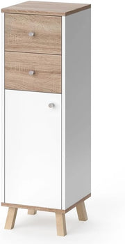 Mobiletto bagno Senyo, Bianco, 30 x 95 cm con cassetti, adatto al montaggio a parete e combinabile con mobili Senyo