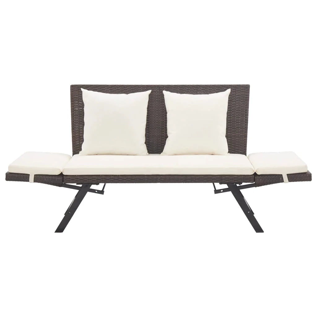 Panca da giardino mobili da esterno per patio mobili da terrazza con cuscini 176 cm resina intrecciata marrone 02_0011593
