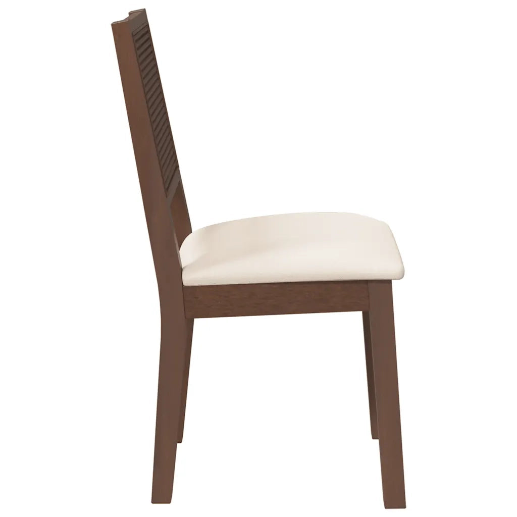 Sedie da Pranzo con Cuscini 2pz Marrone Legno Massello di Hevea