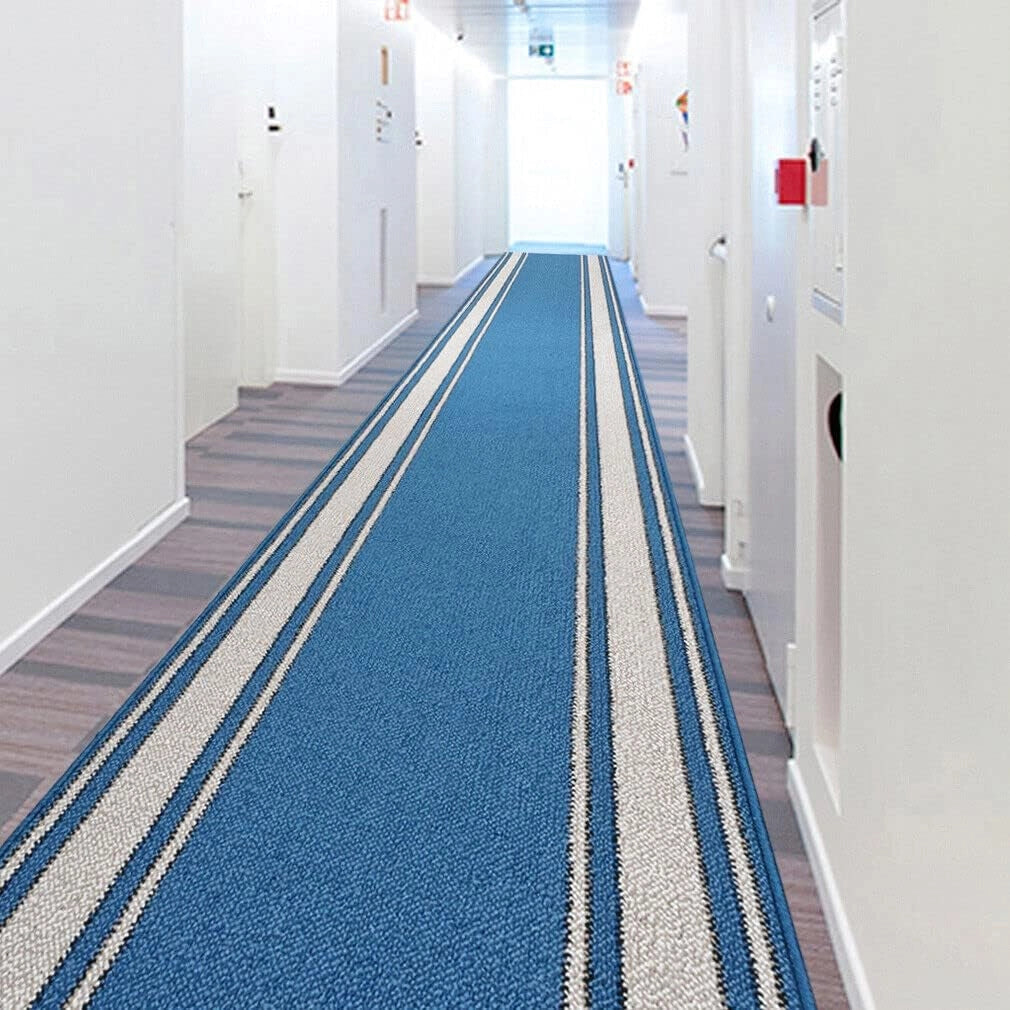 Tappeto Scala Passatoia Ingresso Corsia Scale Antiscivolo Stile Classico Blu 67x100 cm
